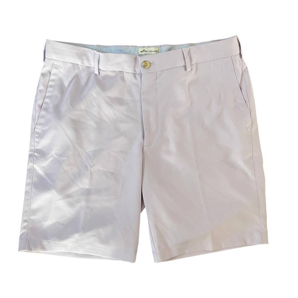 Peter Millar Crown Sport Light Purple Performance Golf Shorts Mens 34 Flat Front